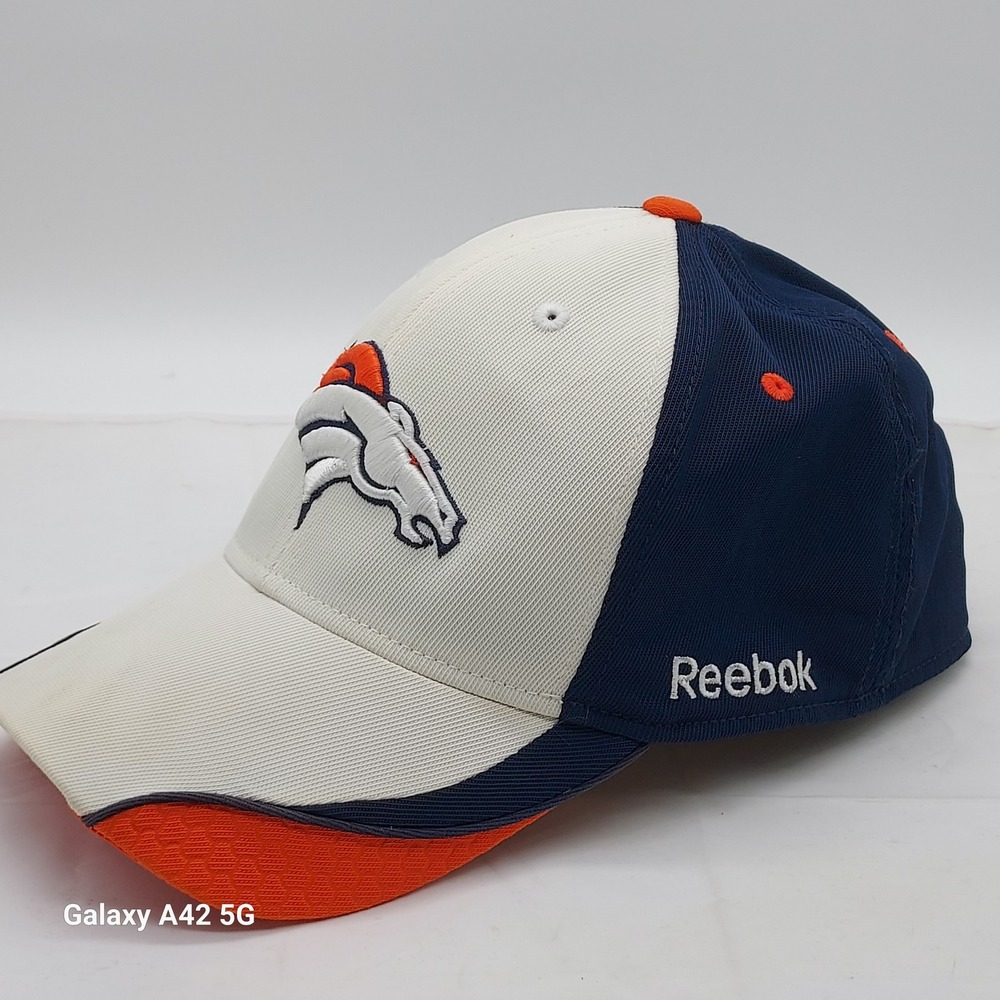 Denver Broncos Reebok NFL Equipment Stretch Fit Hat Navy White Orange Cap - Picture 2 of 4